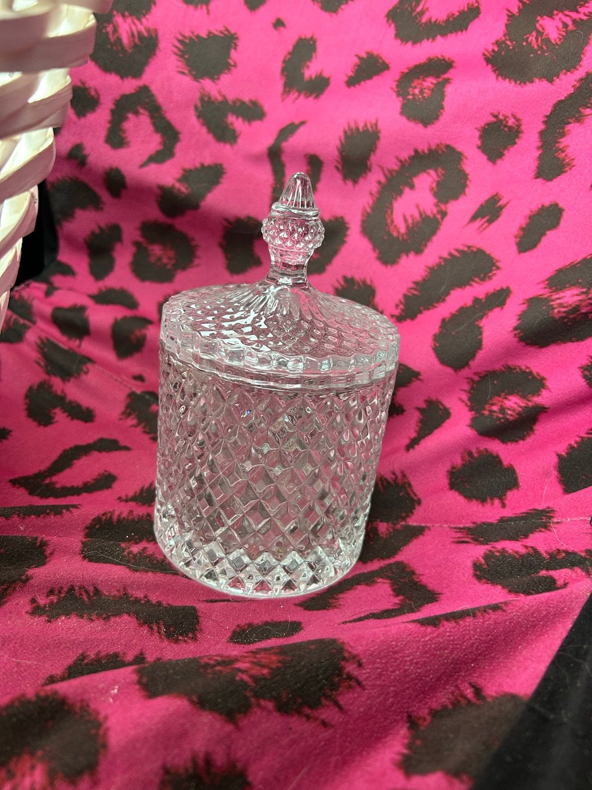 Glazen potje met deksel - decoratief en veelzijdig, Antiek en Kunst, Ophalen of Verzenden
