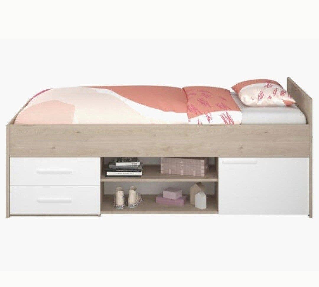 Eenpersoonsbed met opbergruimte - zo goed als nieuw, Ophalen, 90 cm, Eenpersoons, Wit