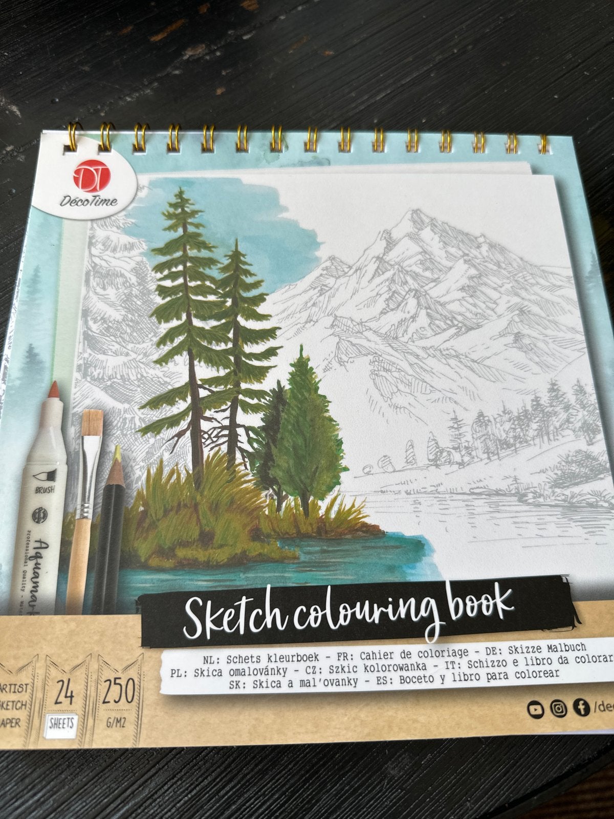 DecoTime Sketch Kleurboek - 24 vellen - 250 g/m², Ophalen of Verzenden, Nieuw, Papier, Schets- of Tekenboek