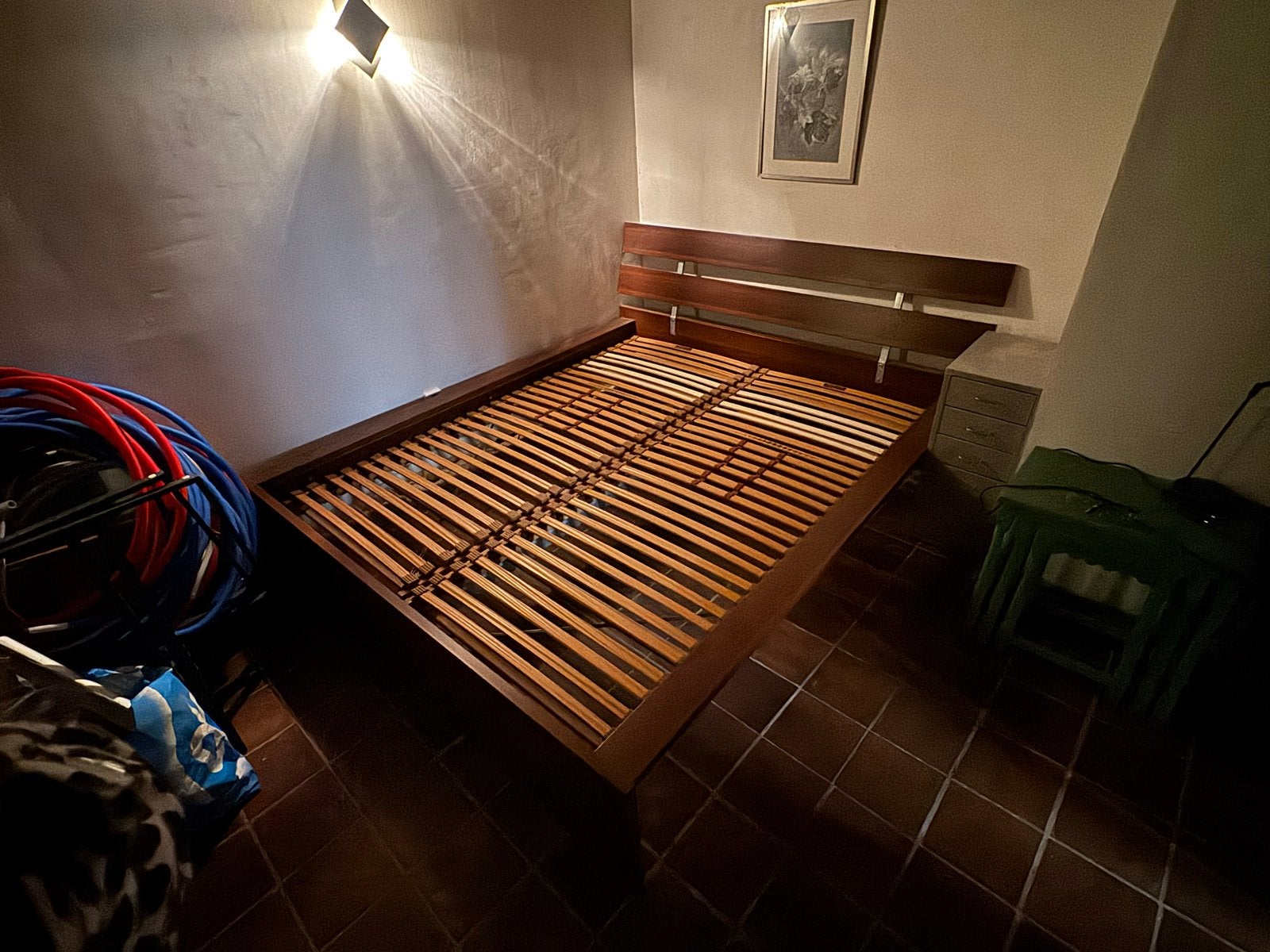 Tweepersoonsbed Hopen ikea met lattenbodem, Gebruikt, Bruin, Tweepersoons, Ophalen of Verzenden