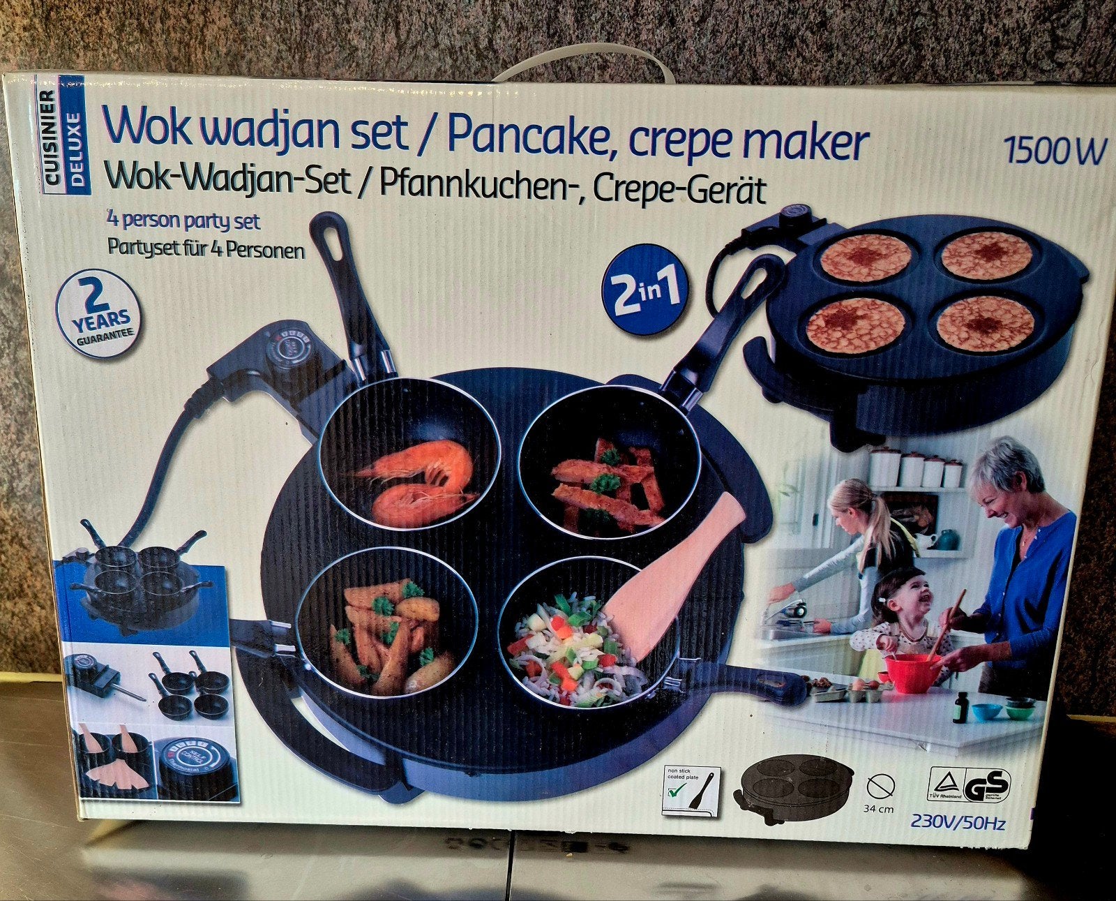 Cuisinier Deluxe Wok-Wadjan-Set / Pancake, Crepe Maker, Ophalen, Overige typen, Nieuw, Zwart