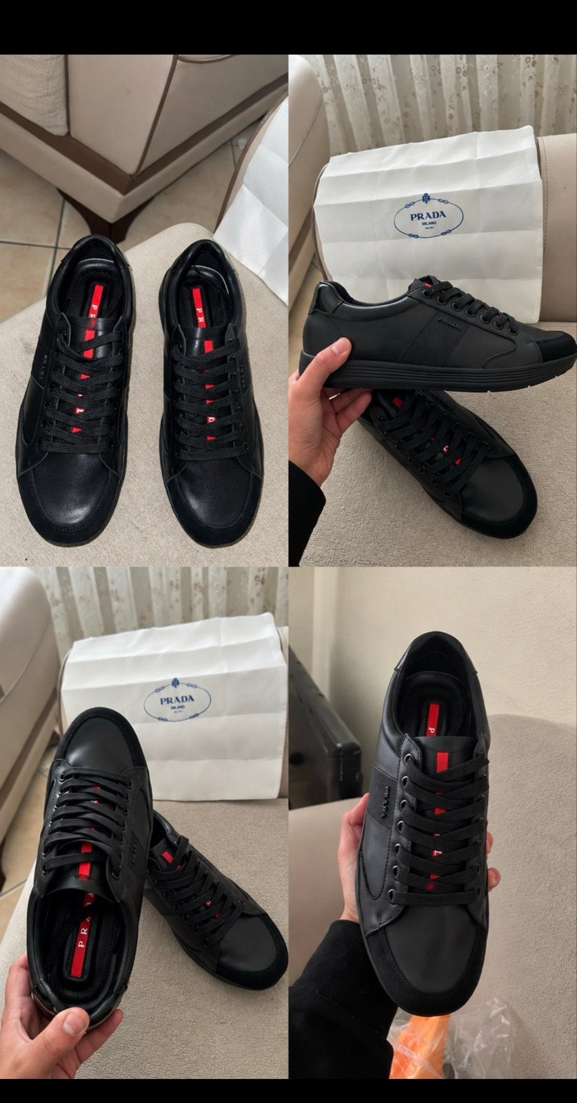 Prada Heren Sneakers Zwart - Maat 41,5 - Zo goed als nieuw, Verzenden, Zo goed als nieuw, Zwart, Sneakers of Gympen
