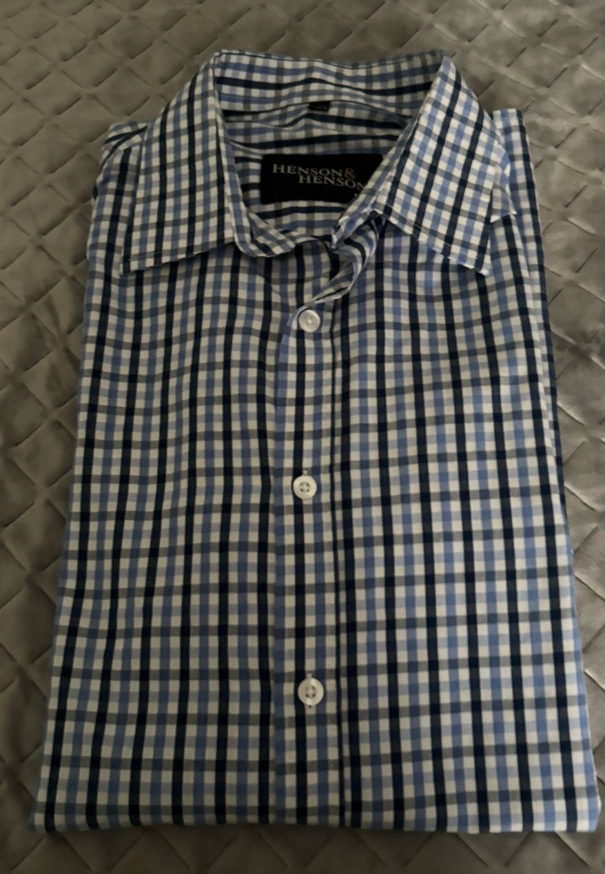 Nieuw overhemd van het merk Henson&Henson, Kleding | Heren, Ophalen of Verzenden, Nieuw, Blauw, Halswijdte 43/44 (XL)