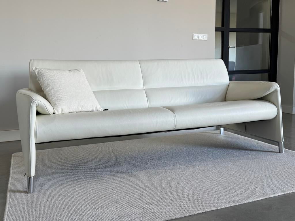 Leolux Felizia 3-zits 211cm – Wit Leder | lage rug, Huis en Inrichting, Leolux, Leolux, 150 tot 200 cm, Driepersoons