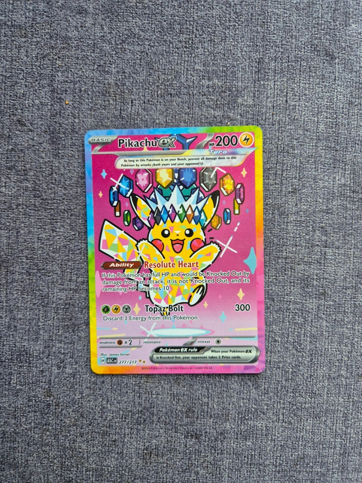 Pikachu EX 277/217 Full Art Pokémon Kaart, Ophalen of Verzenden, Zo goed als nieuw