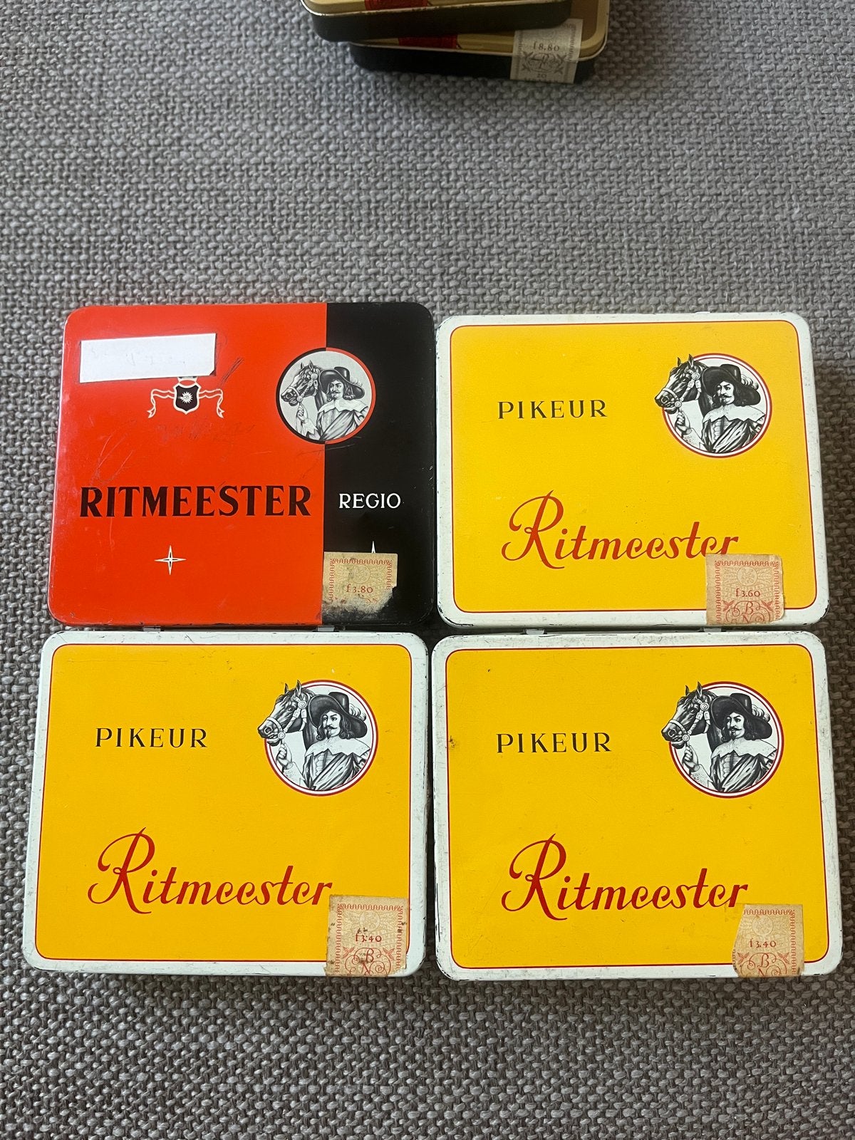 Vintage Ritmeester Sigarendoosjes - Set van 4, Ophalen, Gebruikt, Tabaksdoos of Verpakking