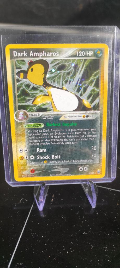 Dark Ampharos Holo Team Rocket - NM, Ophalen of Verzenden, Zo goed als nieuw, Losse kaart, Foil