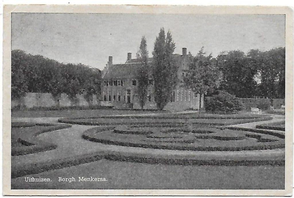 Uithuizen borgh menkema oude gelopen ansichtkaart ( a2036, Ophalen of Verzenden, 1940 tot 1960, Gelopen