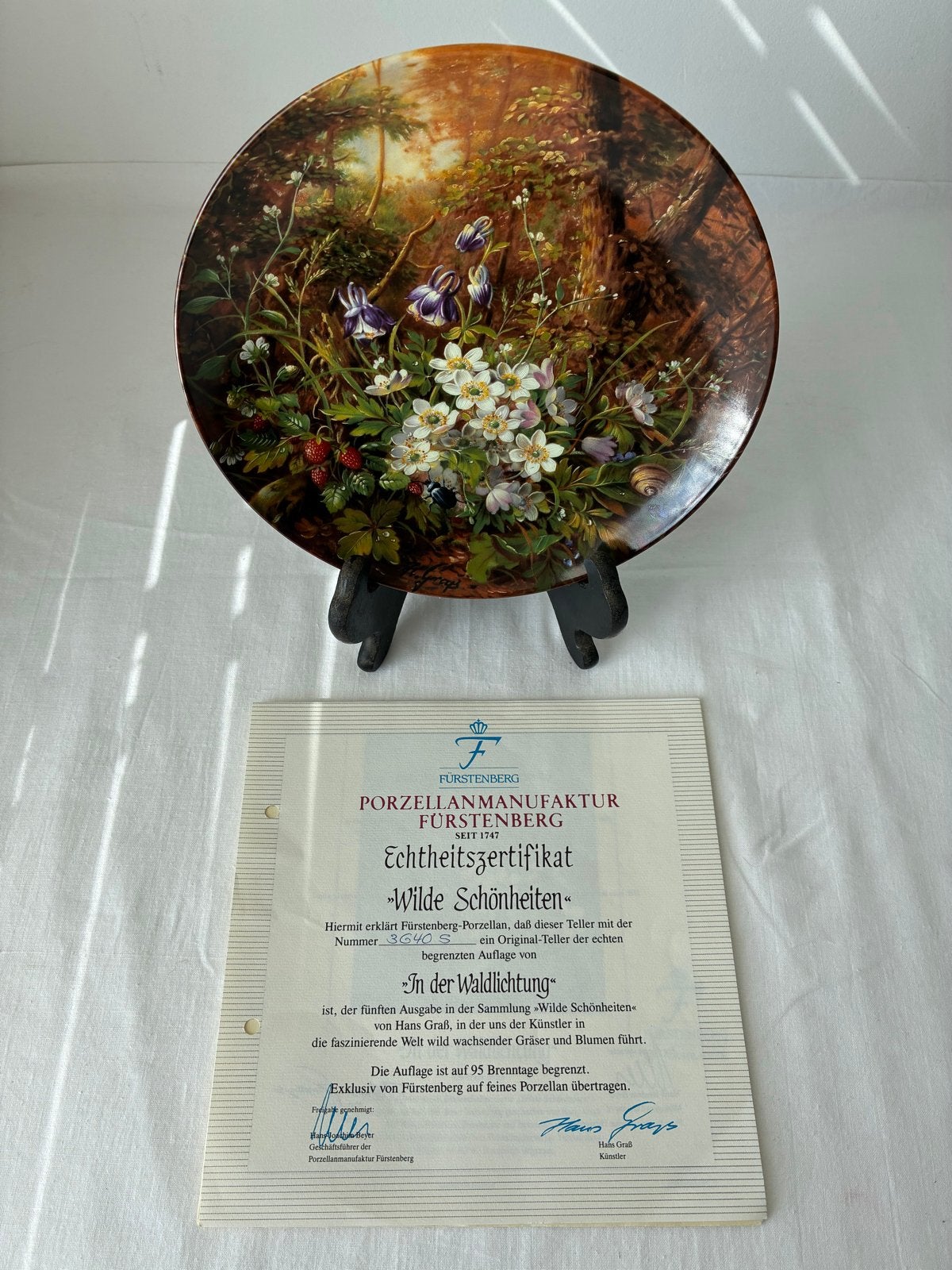 Fürstenberg Wandbord "In der Waldlichtung" Wilde Schönheiten, Ophalen of Verzenden
