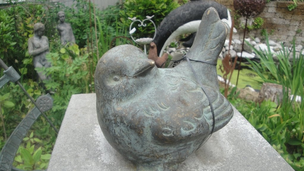 bronze vogel zware kwaliteit, Tuin en Terras, Ophalen of Verzenden, Nieuw, Overige materialen, Dierenbeeld