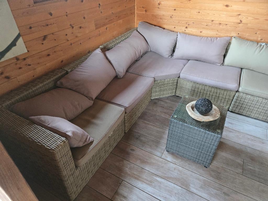 loungeset, Tuin en Terras, Ophalen, Rotan, Bank, Zo goed als nieuw