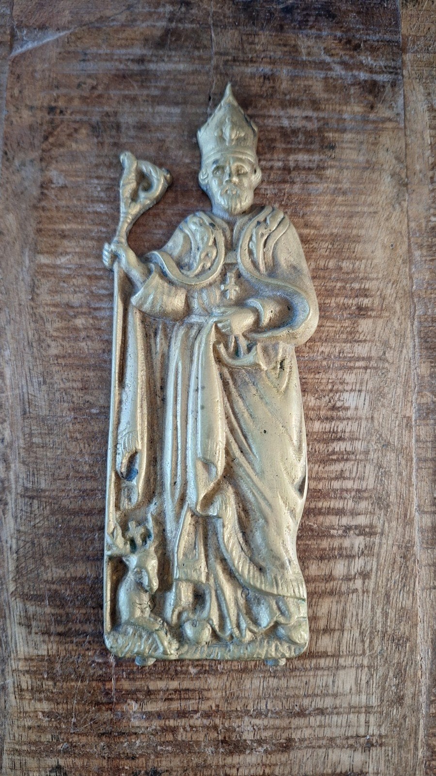 antieke bronzen St Hubertus plaquette, zie foto's, Ophalen of Verzenden