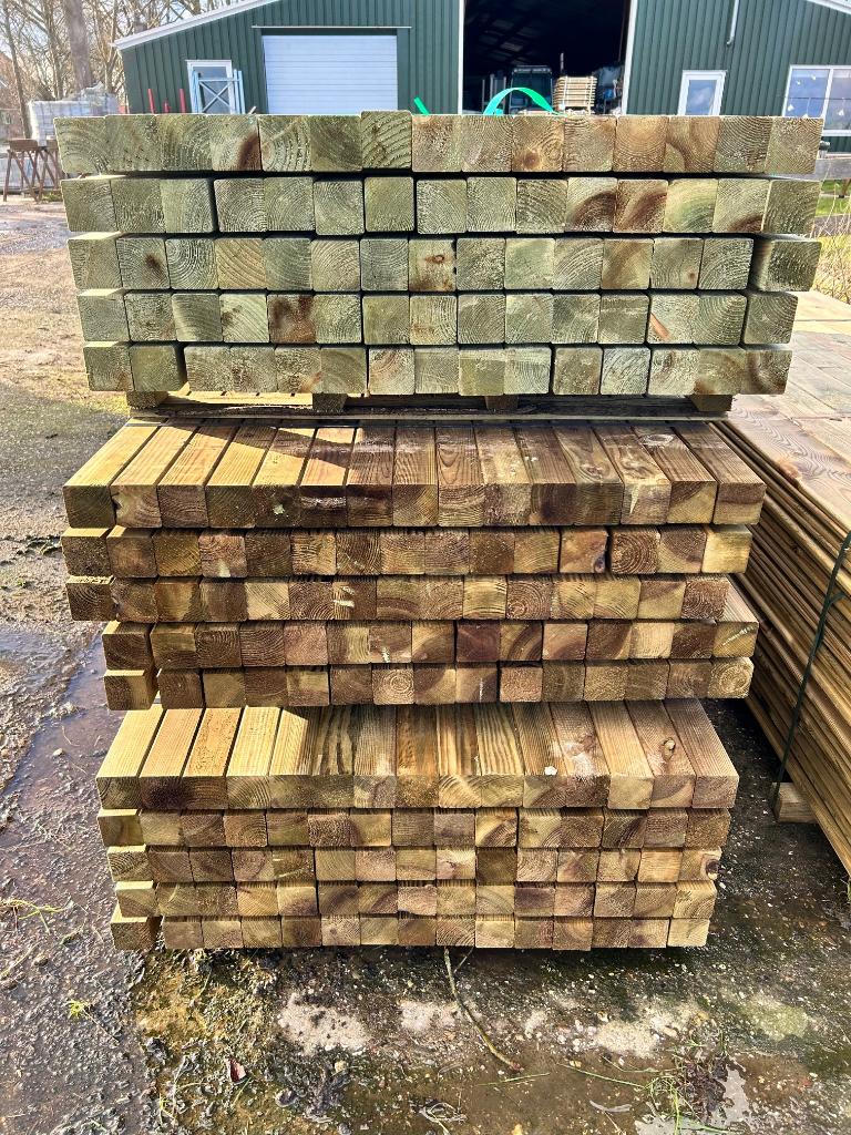 Geimpregneerd paal 68x68 mm geschaafd, Palen, Nieuw, Ophalen of Verzenden, Hardhout