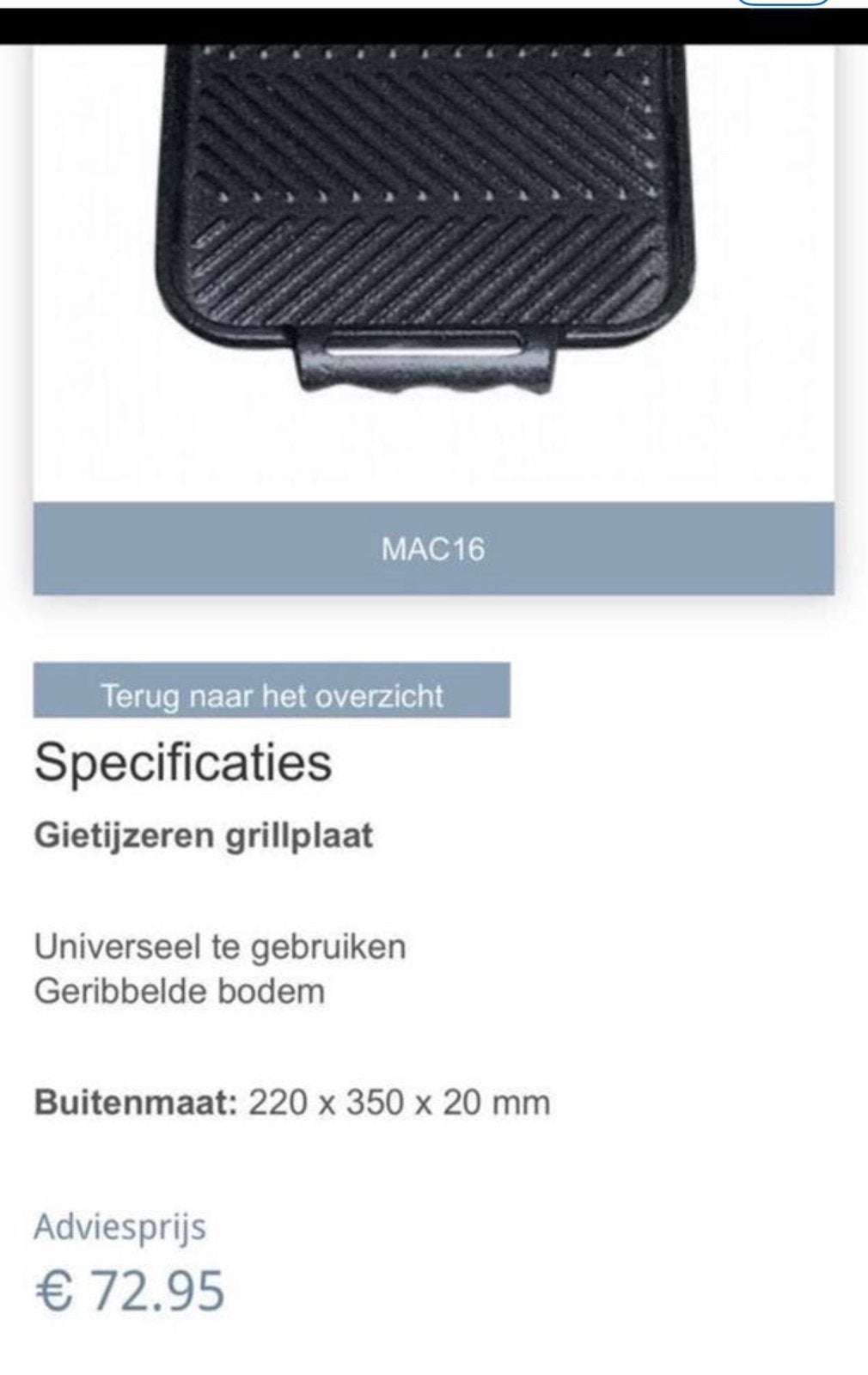 Grillplaat, Ophalen, Nieuw