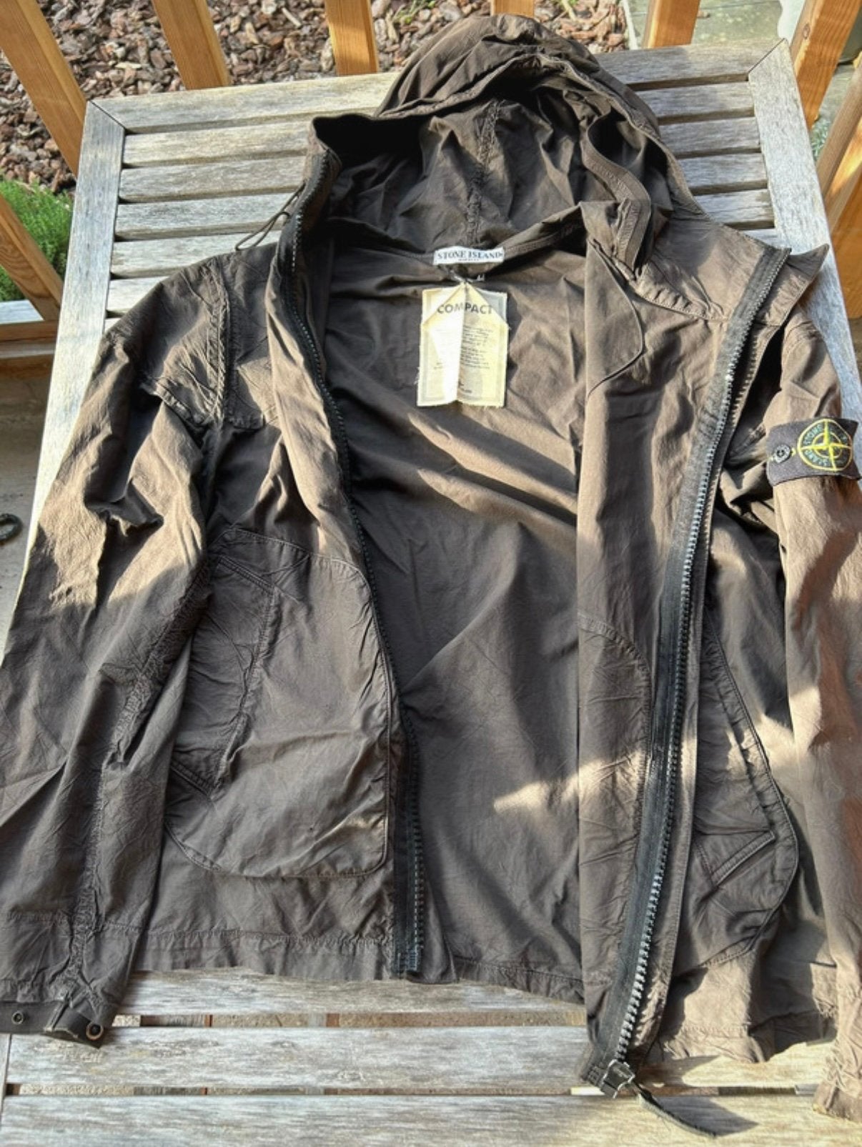 Stone Island SS05 Compact Cotton Jacket - Vintage 2005 - L, Ophalen of Verzenden, Gedragen, Maat 52/54 (L), Bruin