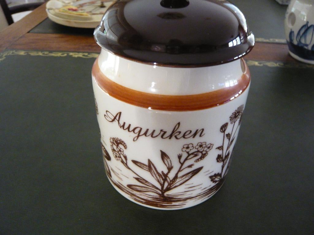 augurkenpot aardewerk potje met deksel voor augurkjes - 16cm, Antiek en Kunst, Ophalen of Verzenden