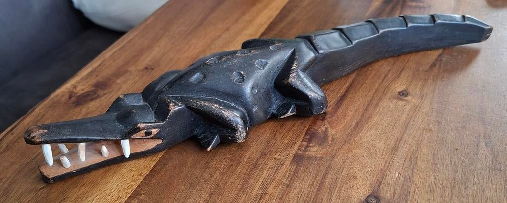 Houtgesneden handwerk krokodil, Ophalen of Verzenden