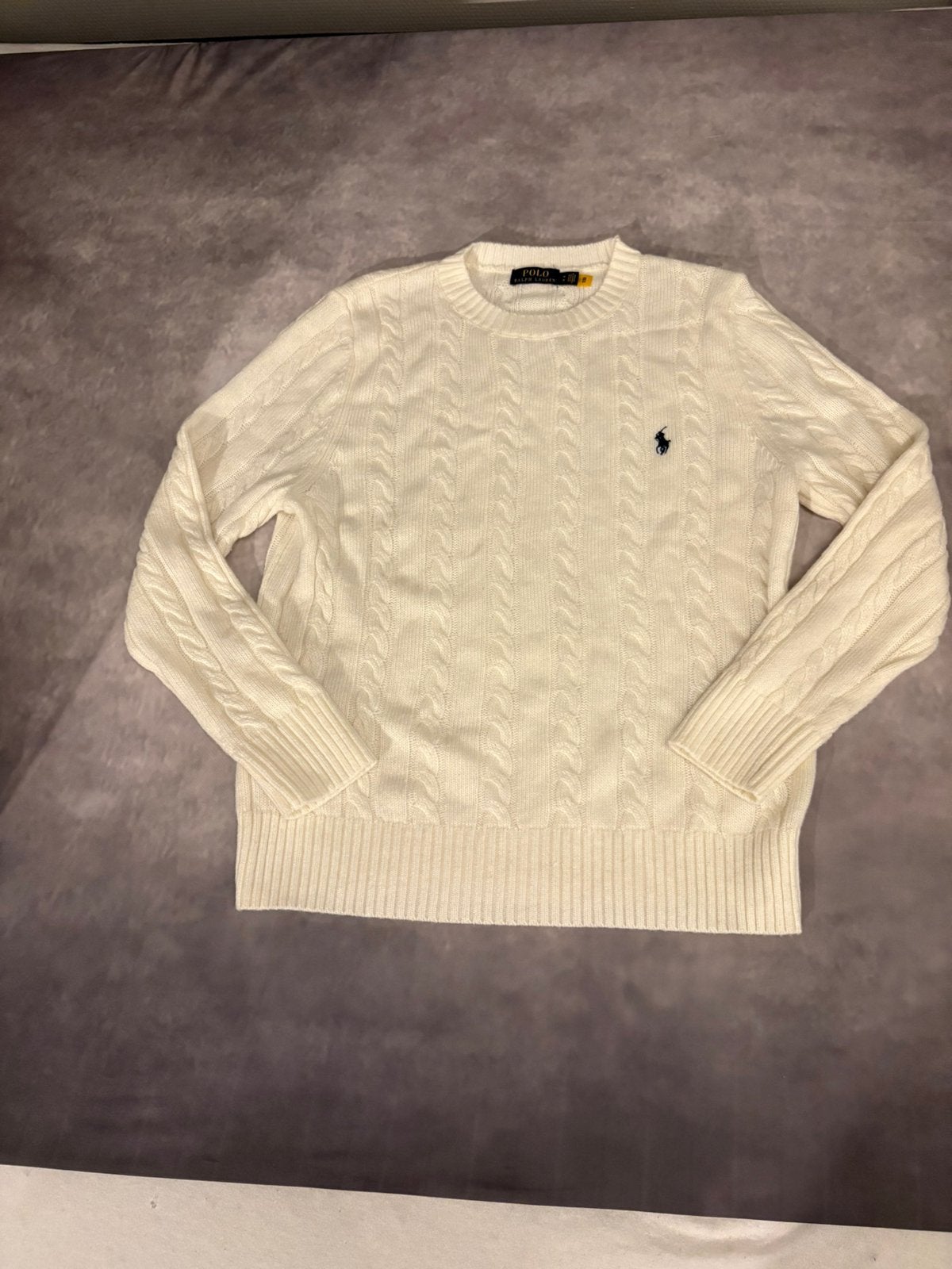 Polo Ralph Lauren Cable Knit Trui Crème/Wit Wol – M, Ophalen of Verzenden, Zo goed als nieuw, Wit
