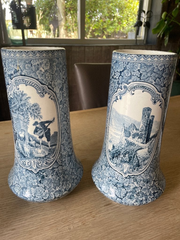 2 oude vazen Rhein Ludwig Wessel aardewerk 24 cm, Ophalen of Verzenden