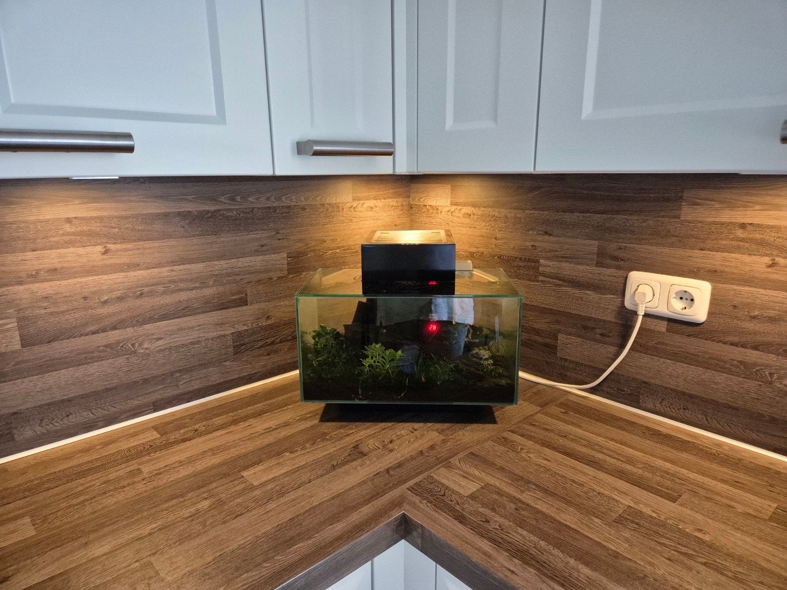Nano aquarium (ca. 30 ltr) compleet met inrichting en vuurga, Dieren en Toebehoren, Ophalen, Inclusief toebehoren, Overige merken