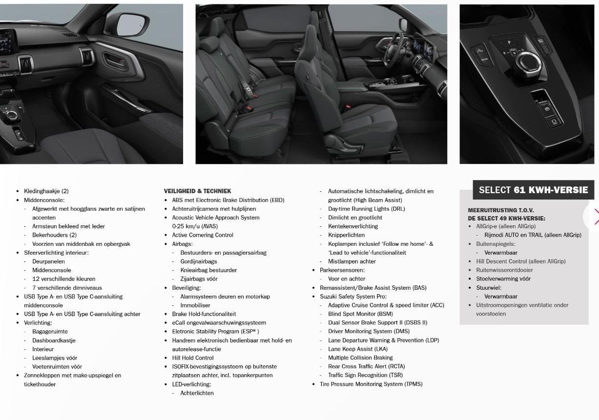 Suzuki e VITARA Select 61 kWh | €2000 euro inruil premie |, Auto's, Suzuki, Stof, 750 kg, Overige kleuren, 360 min