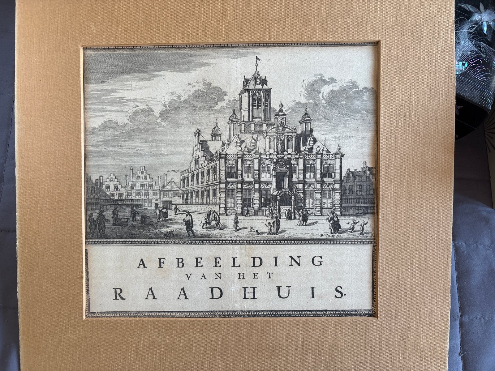 Afbeelding van het Raadhuis Delft - Historische prent, Met tekst, Architectuur, Ophalen of Verzenden, Gravure