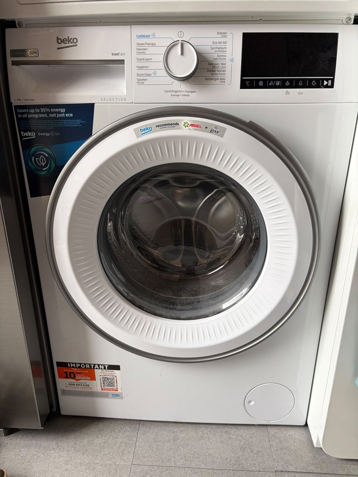 Beko Wasmachine 8kg 1400 toeren - Energiezuinig, Ophalen, 1200 tot 1600 toeren, 8 tot 10 kg, Zo goed als nieuw