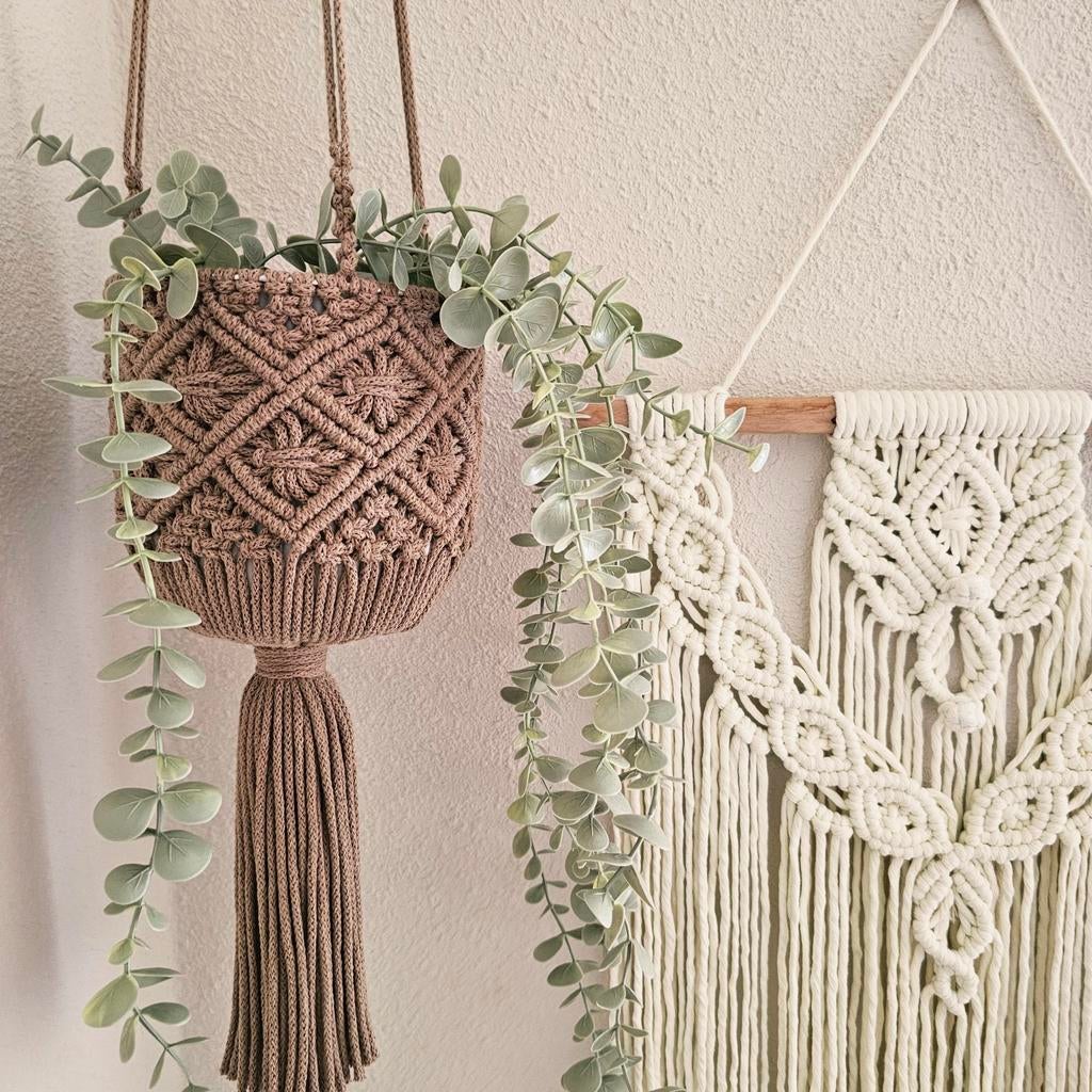 Macrame plantenhanger, Ophalen of Verzenden, Halfschaduw, Minder dan 100 cm