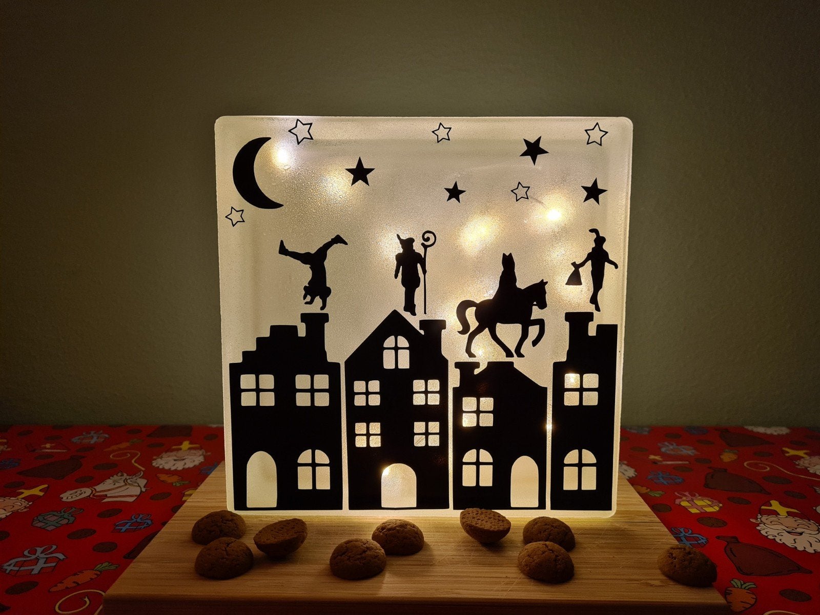 sinterklaas glasblok / decoratie met lampjes, Ophalen, Nieuw