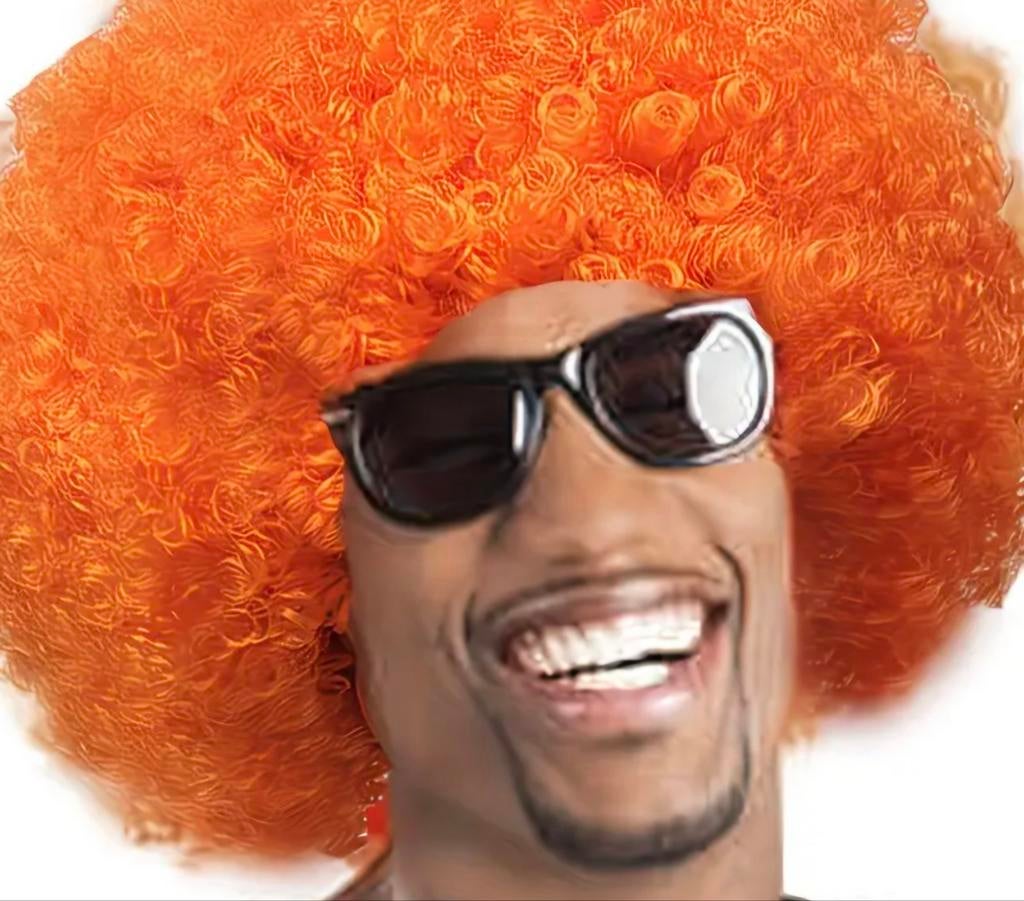 Koningsdag Oranje Afro Pruik ( per stuk), Ophalen, Gebruikt, Hoed of Pruik, Carnaval