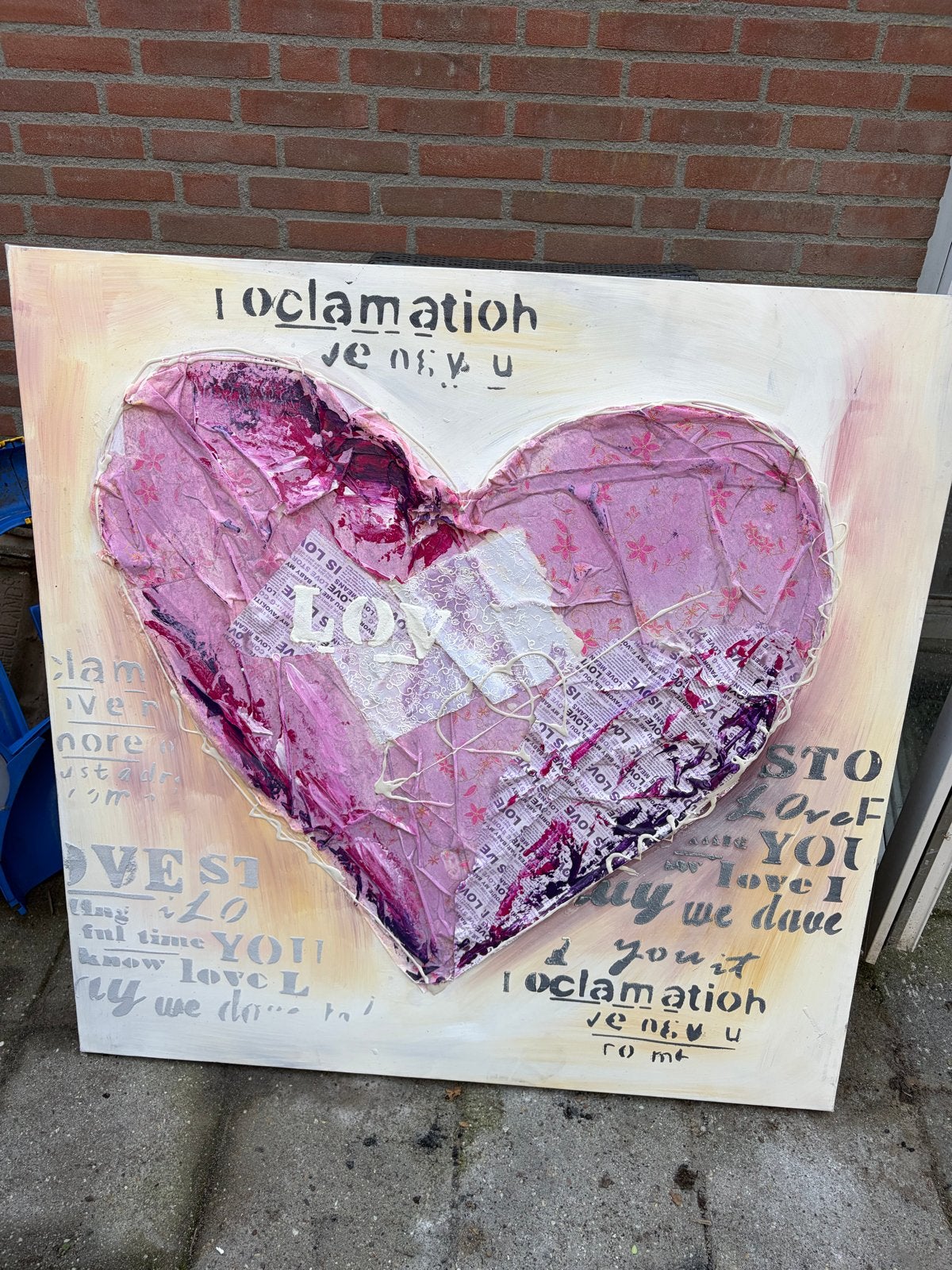 Schilderij met 3D-hart en tekst, Ophalen