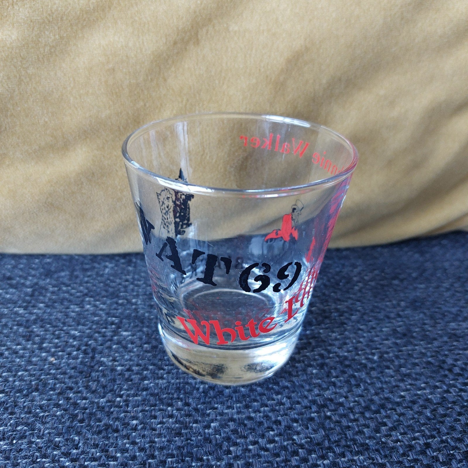 Vintage Black & White Whisky Shotglas - Johnnie Walker, Ophalen of Verzenden