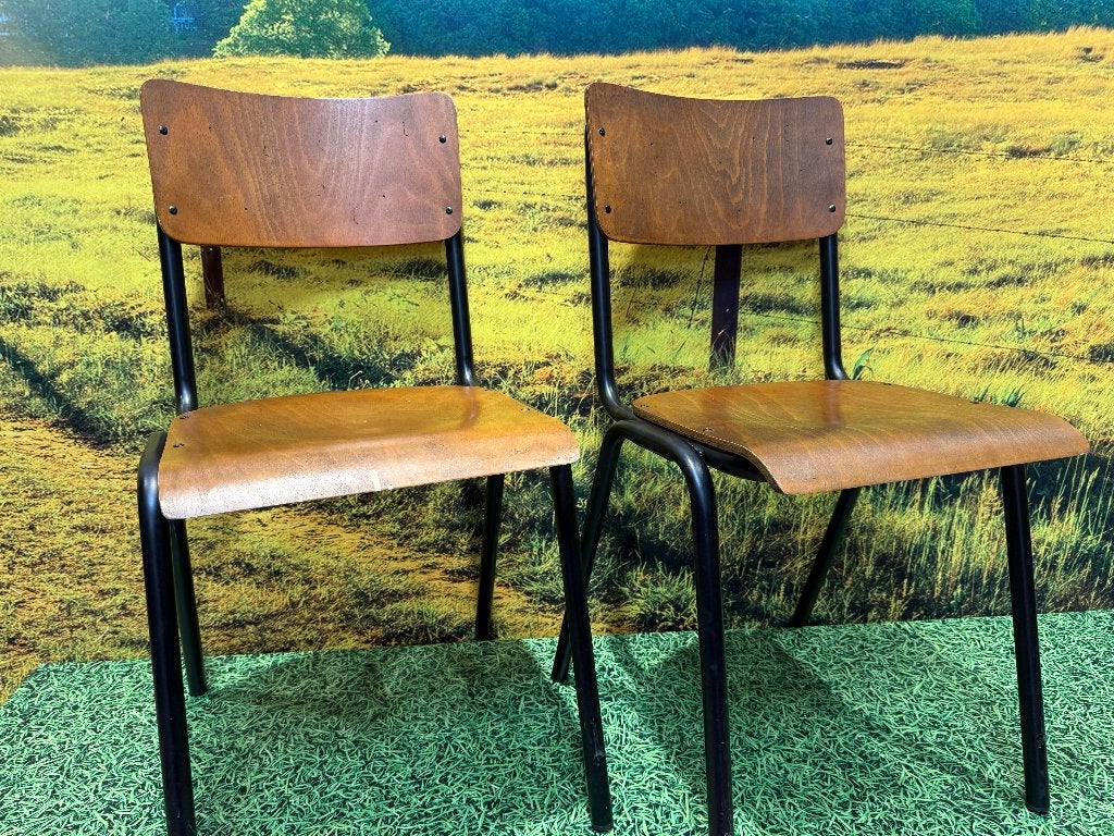 Vintage houten stoelen, Gebruikt, Zwart, Vintage, Ophalen of Verzenden