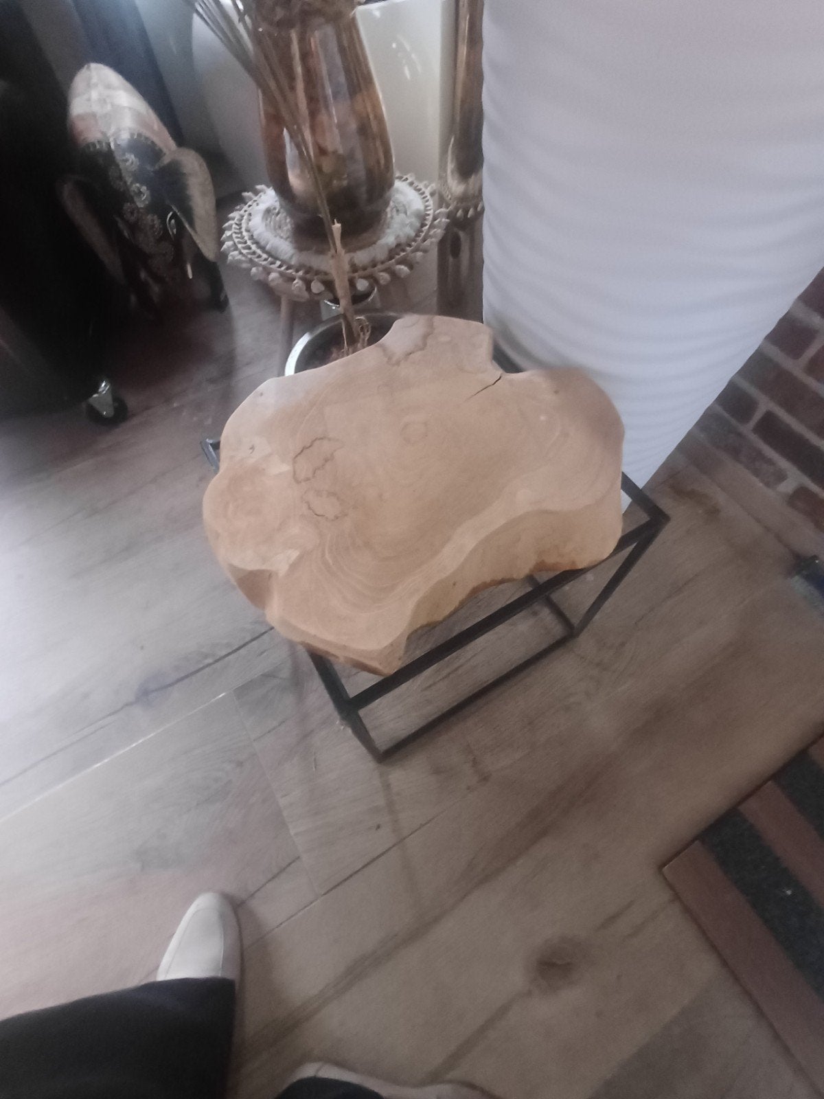 Unieke houten bijzettafel/kruk van boomstam, Minder dan 45 cm, Minder dan 55 cm, Rustiek, Modern, Industrieel, Natuurlijk, Ophalen of Verzenden