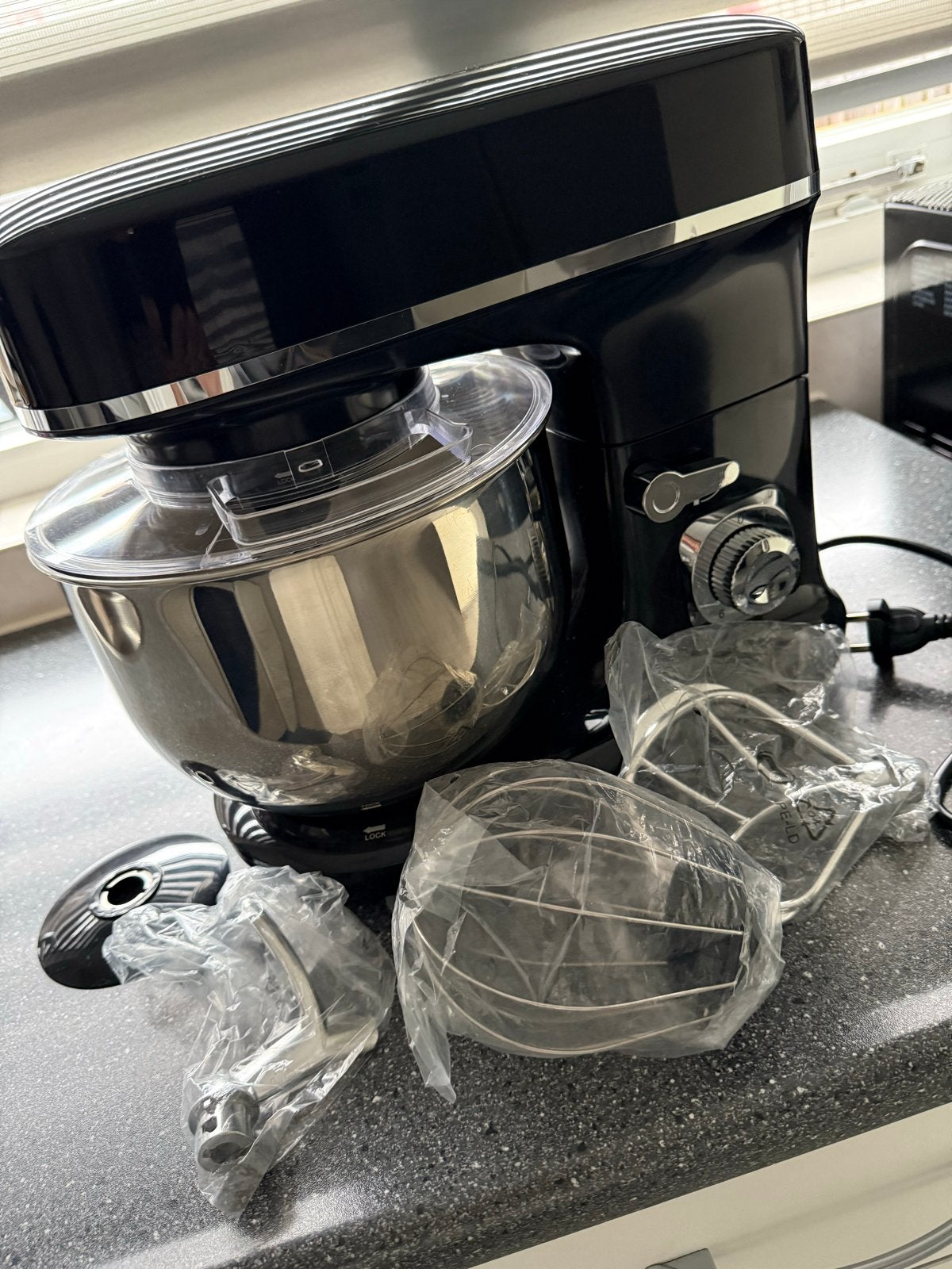 Krachtige Zwarte Keukenmachine met RVS Kom, 4 liter of meer, 3 snelheden of meer, Ophalen of Verzenden, Zo goed als nieuw