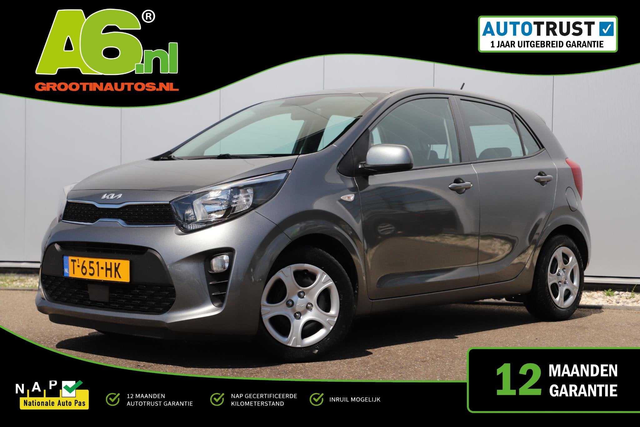 Kia Picanto 1.0 DPi ComfortLine Airco Cruise Control Radio B, Voorwielaandrijving, Stof, Gebruikt, Met garantie (alle)