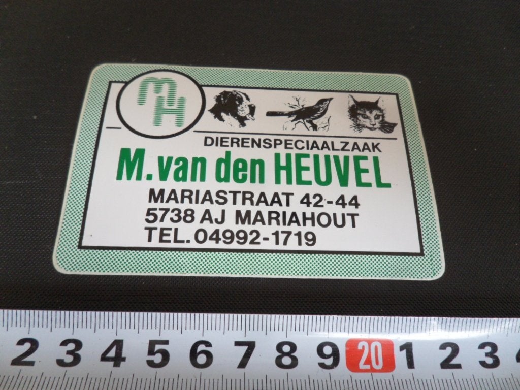 sticker mariahout dierenspeciaalzaak m van den heuvel *, Verzamelen, Ophalen, Zo goed als nieuw