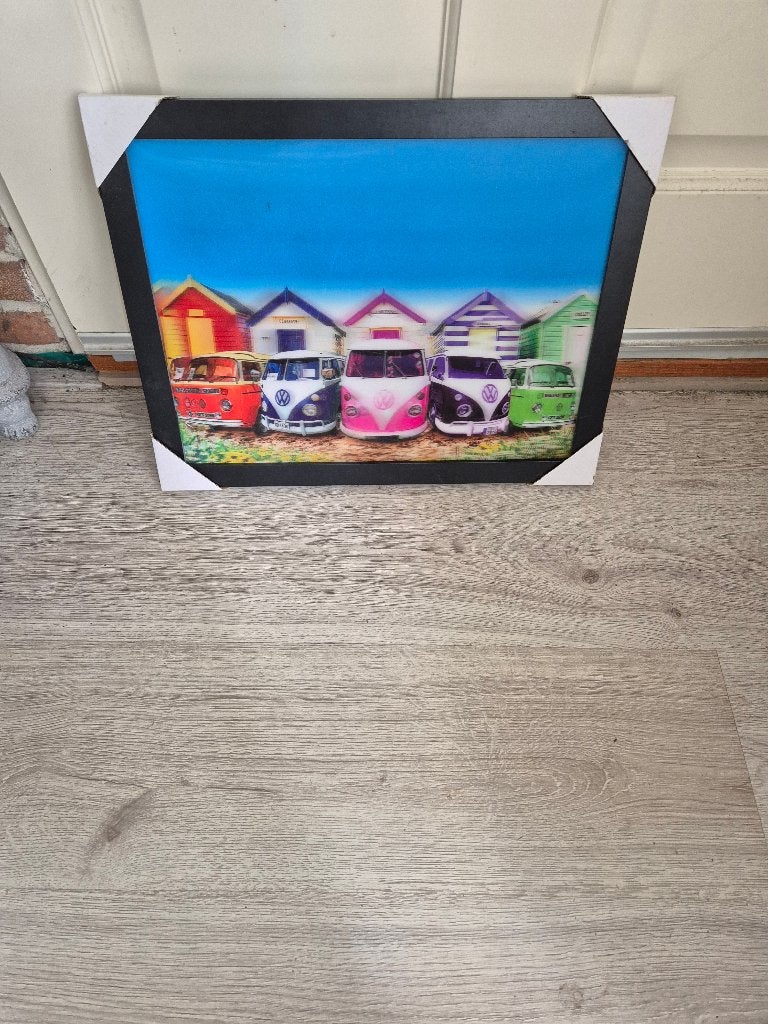 VW volkswagen Campervan 3D Wand foto strand, Meerkleurig, Nieuw, Ophalen of Verzenden, Overige typen