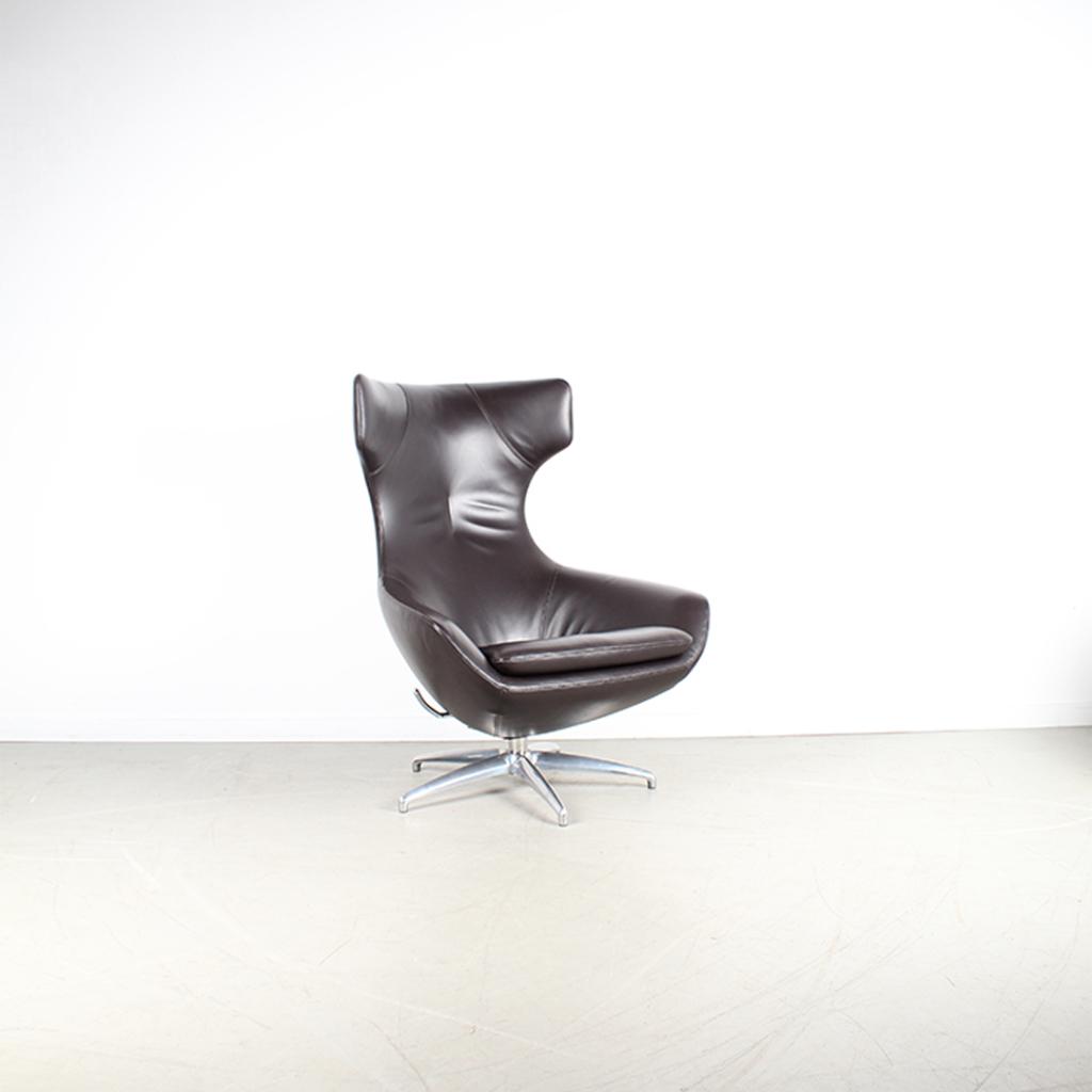 1x Leolux Caruzzo PLUS Fauteuil Bruin Leer – Chroom, Niet ingevuld, Niet ingevuld, 75 tot 100 cm, Zo goed als nieuw