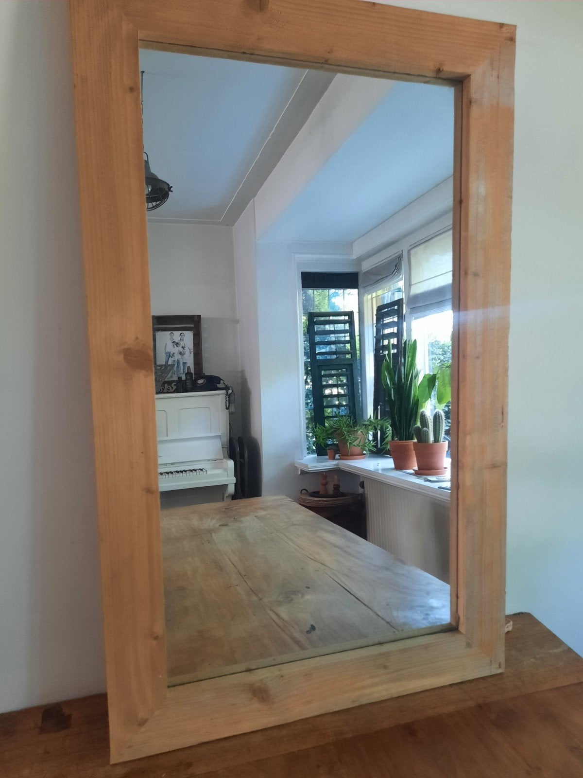 Spiegel met steigerhouten lijst van Loods5, Ophalen, 100 tot 150 cm, Zo goed als nieuw, Rechthoekig