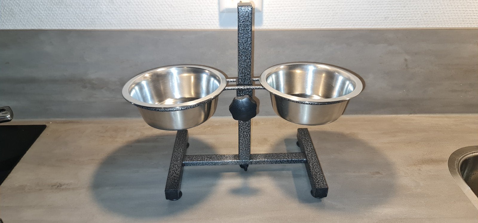 Voerbak rvs dubbel bak 16cm hond kat, Dieren en Toebehoren, Hondenvoerbakken en Drinkbakken, Ophalen of Verzenden, Verstelbaar