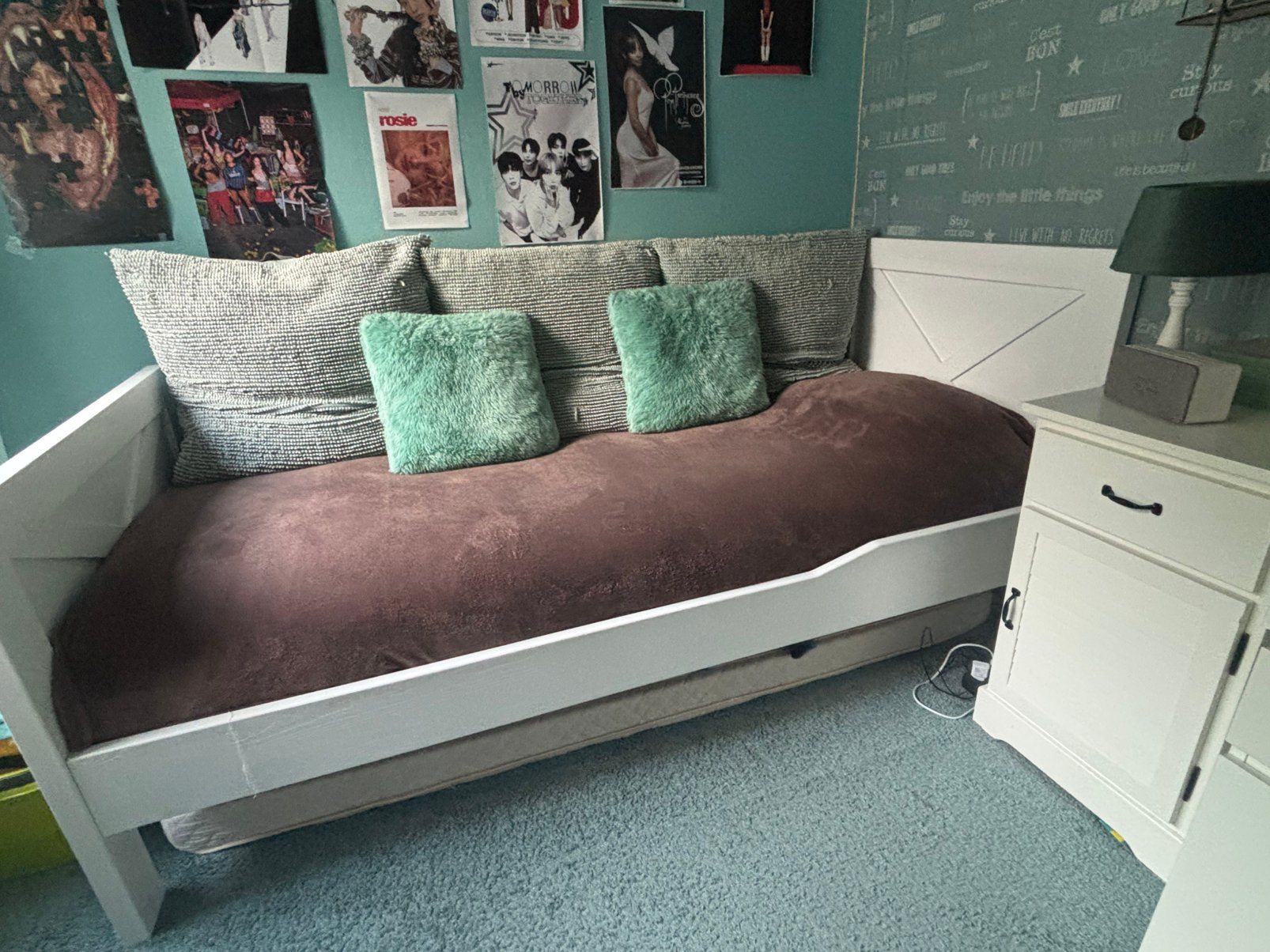 Landelijk wit eenpersoons bed in New England!, Ophalen, 85 tot 100 cm, Zo goed als nieuw, Lattenbodem