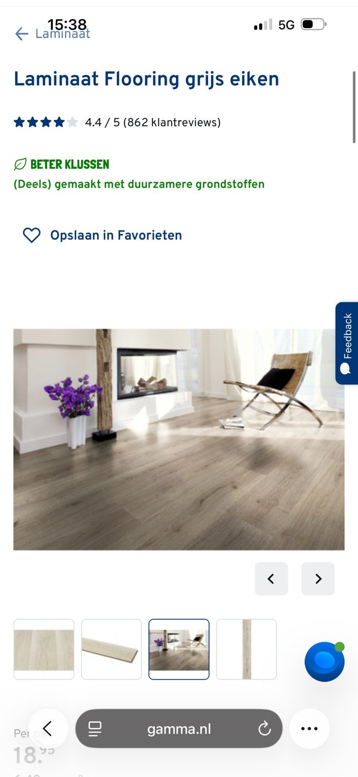 Laminaat Grijs Eiken Gamma, Ophalen of Verzenden, Zo goed als nieuw, 25 tot 50 m², Grijs