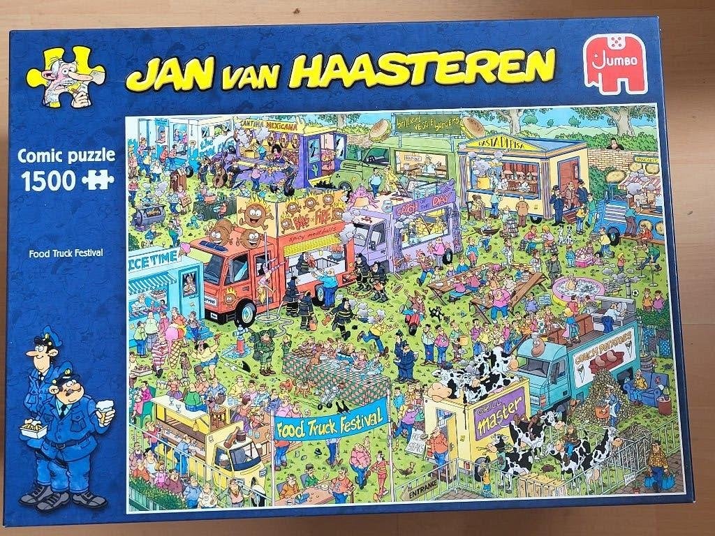 Jan van Haasteren - Food truck festival - 1500 stukjes, Ophalen of Verzenden, 500 t/m 1500 stukjes, Zo goed als nieuw, Legpuzzel