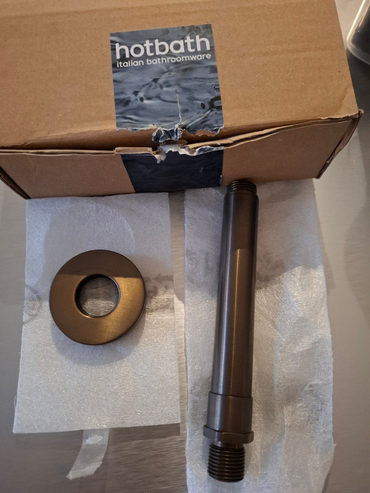 Hotbath Cobber Douchearm Plafond 15cm Verouderd Messing, Ophalen of Verzenden, Nieuw