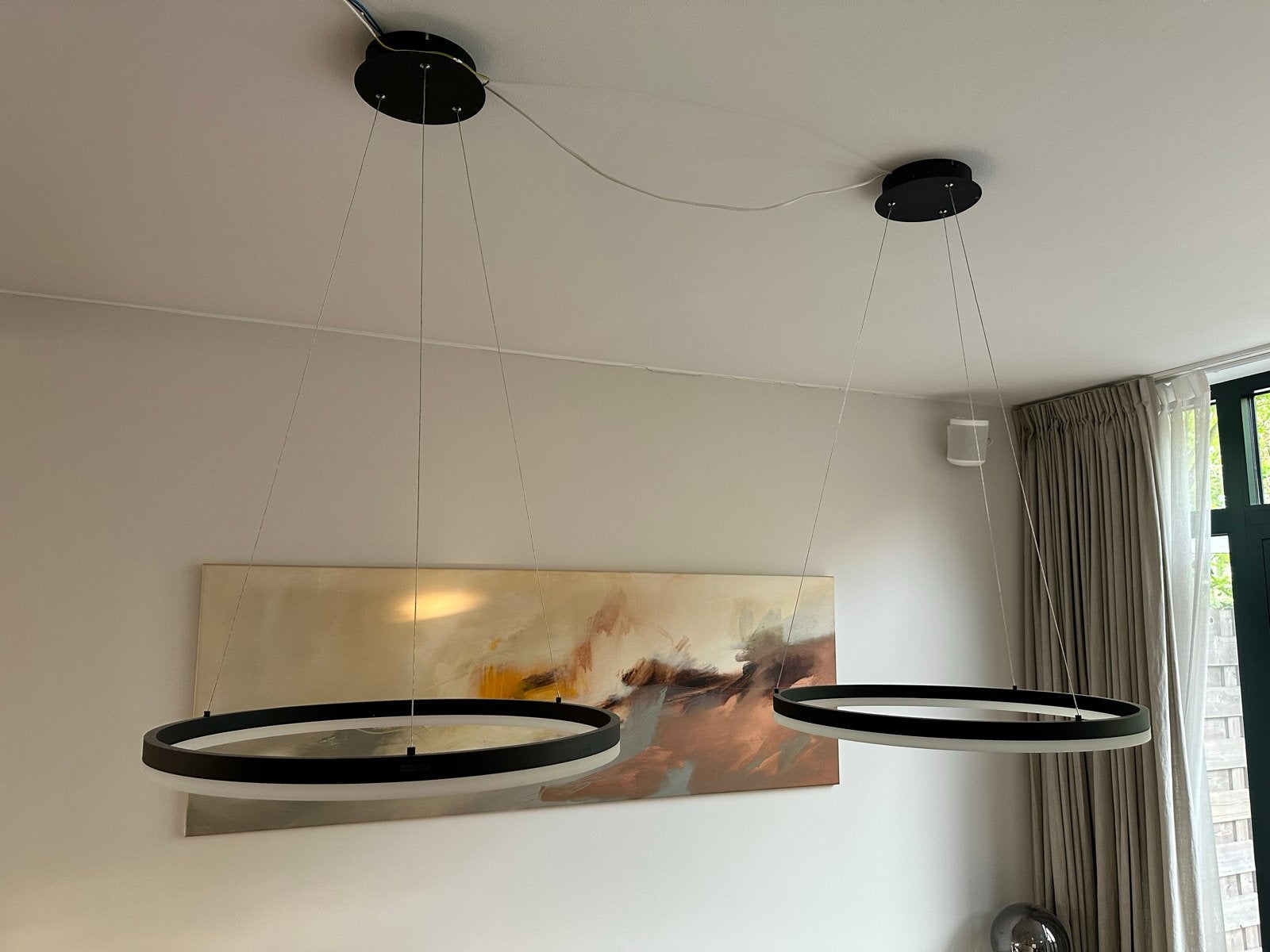 QAZQA LED hanglamp - Zwart, Ø60cm (2 stuks beschikbaar), Ophalen, Zo goed als nieuw, Metaal