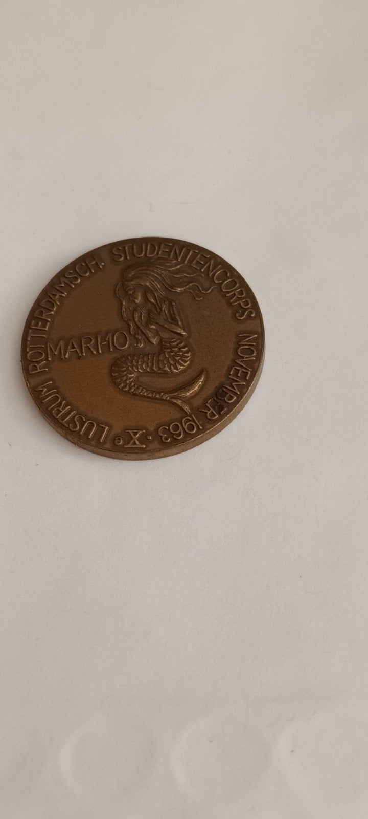 Rotterdamsch Studenten Corps Marho Lustrum Penning 1963, Postzegels en Munten, Ophalen of Verzenden, Brons, Nederland