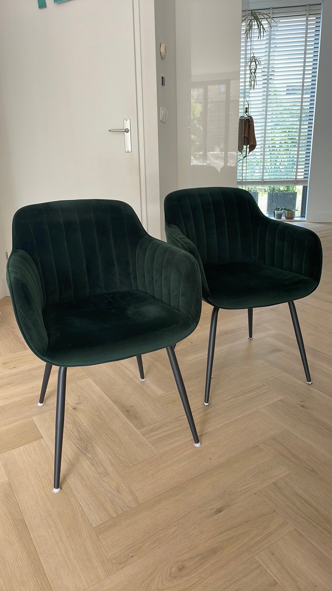 4xeetkamerstoel como velvet groen, Ophalen, Gebruikt, 75 tot 100 cm, 50 tot 75 cm