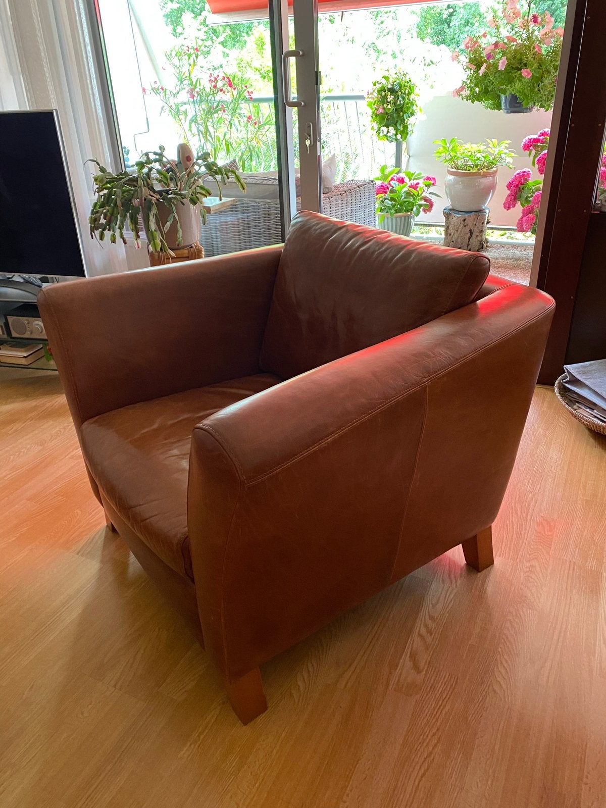 2 stoere leren fauteuils van Lederland, Ophalen, Gebruikt, 100 tot 125 cm, Leer