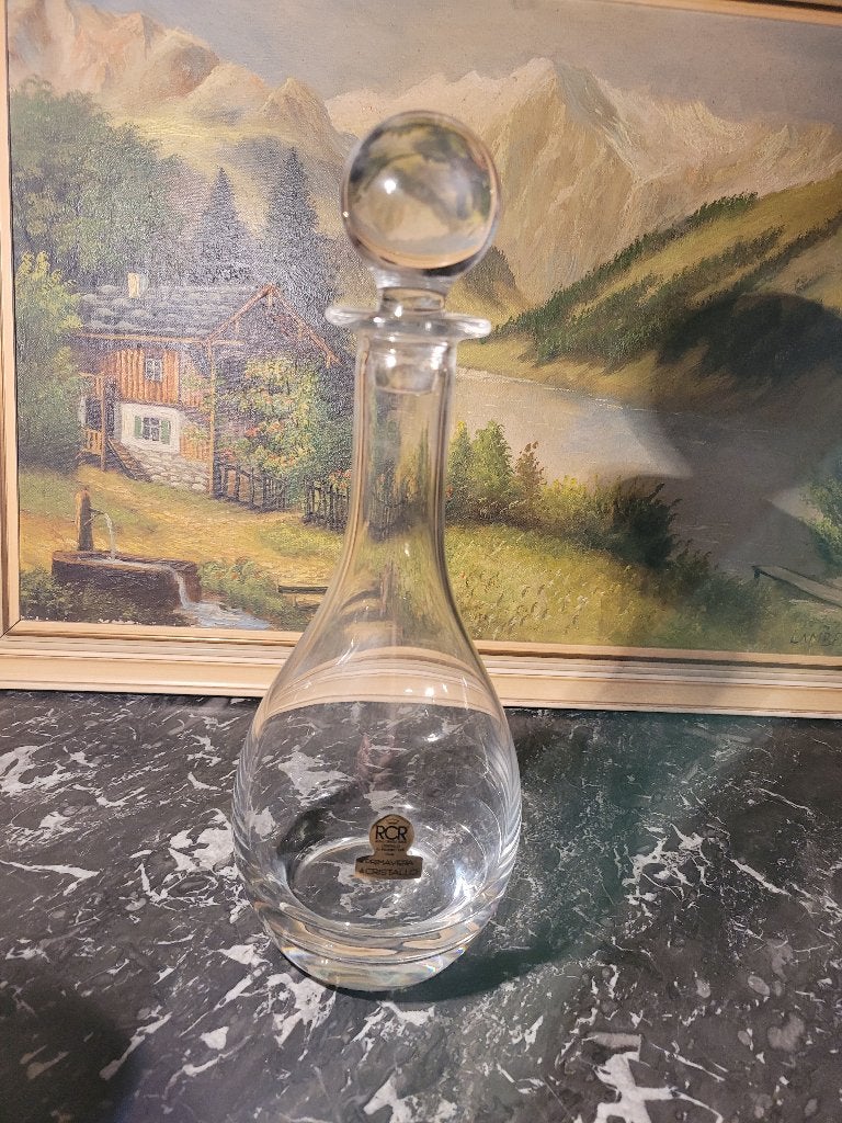 Kristallen karaf met stolp. Gegraveerd met plantmotief., Ophalen of Verzenden